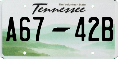TN license plate A6742B