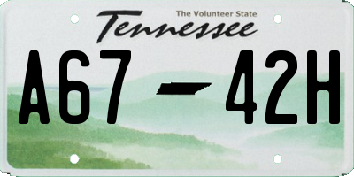 TN license plate A6742H