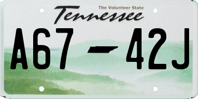 TN license plate A6742J