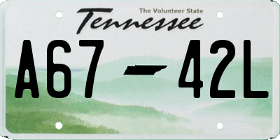 TN license plate A6742L