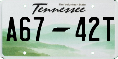 TN license plate A6742T