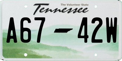 TN license plate A6742W