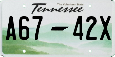TN license plate A6742X