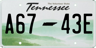 TN license plate A6743E
