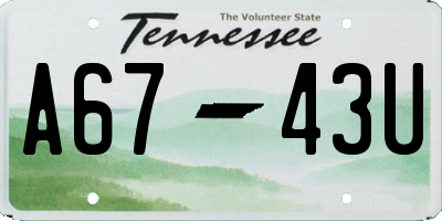 TN license plate A6743U