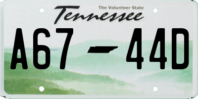 TN license plate A6744D