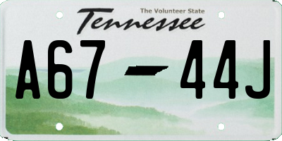 TN license plate A6744J