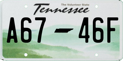 TN license plate A6746F