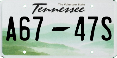 TN license plate A6747S