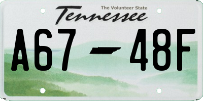 TN license plate A6748F