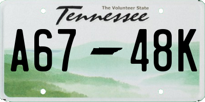 TN license plate A6748K
