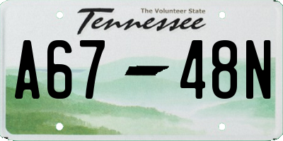 TN license plate A6748N