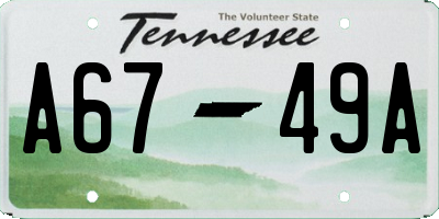 TN license plate A6749A