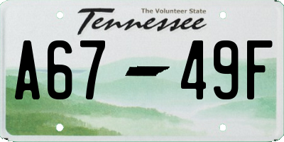 TN license plate A6749F