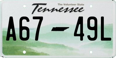 TN license plate A6749L