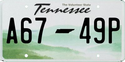TN license plate A6749P