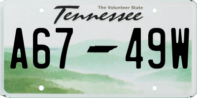 TN license plate A6749W