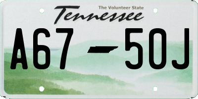 TN license plate A6750J