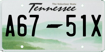 TN license plate A6751X