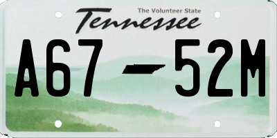 TN license plate A6752M