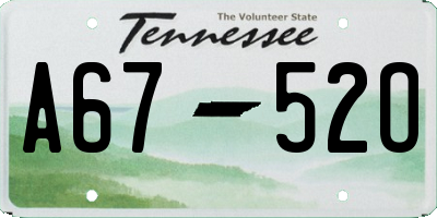 TN license plate A6752O