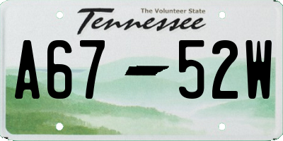 TN license plate A6752W