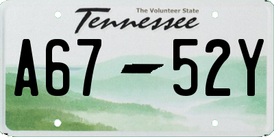 TN license plate A6752Y