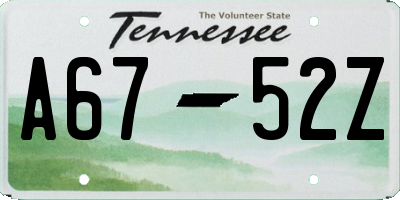TN license plate A6752Z
