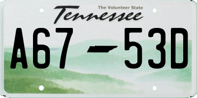 TN license plate A6753D