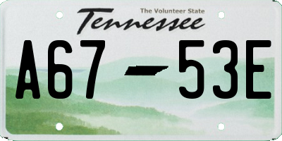 TN license plate A6753E