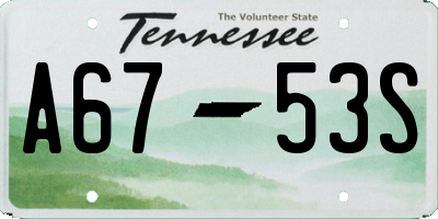 TN license plate A6753S