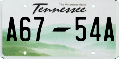 TN license plate A6754A