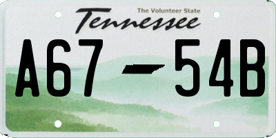 TN license plate A6754B