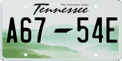 TN license plate A6754E