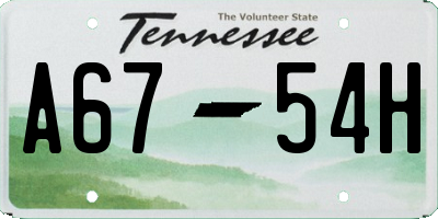 TN license plate A6754H