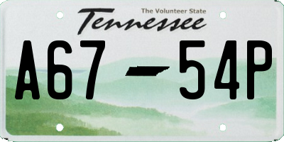 TN license plate A6754P