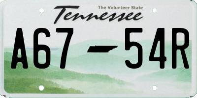 TN license plate A6754R