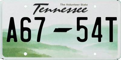 TN license plate A6754T