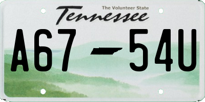 TN license plate A6754U