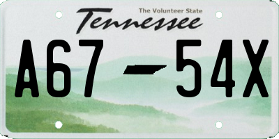 TN license plate A6754X