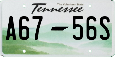 TN license plate A6756S