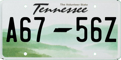 TN license plate A6756Z