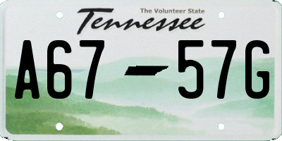 TN license plate A6757G