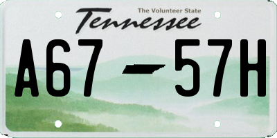 TN license plate A6757H