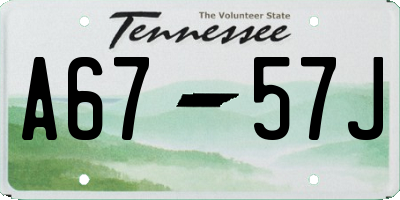 TN license plate A6757J