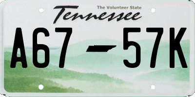 TN license plate A6757K