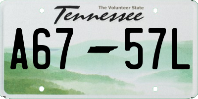 TN license plate A6757L