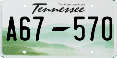 TN license plate A6757O