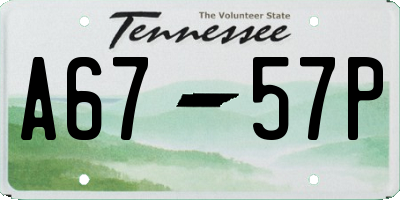 TN license plate A6757P