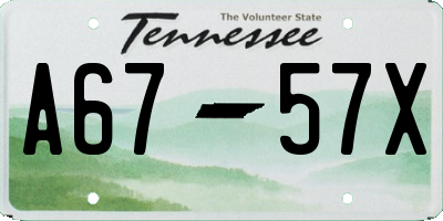 TN license plate A6757X